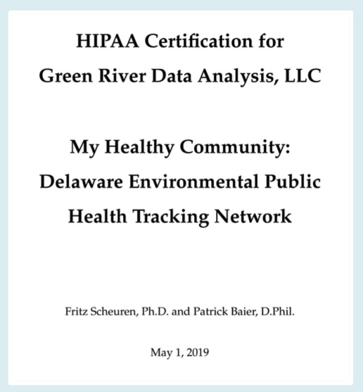 HIPAA Certification — Fritz Scheuren, Ph.D. and Patrick Baier, D.Phil. — May 1, 2019