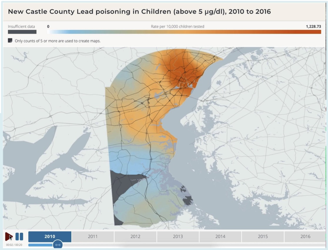New Castle County Lead Poisoning in Children, 2010-2016